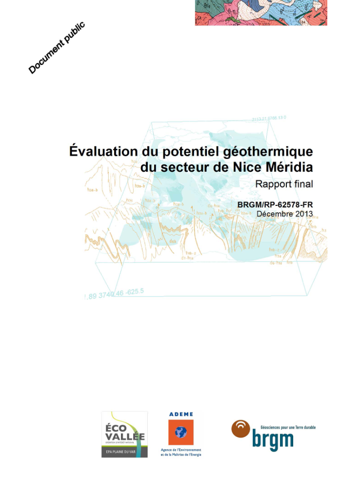 couv rapport brgm evaluation du potentiel géothermie de Nice Meridia